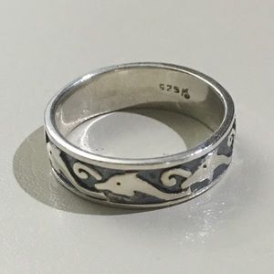 Dolphin Embossed Ring Siz 7.5 Sterling Silver